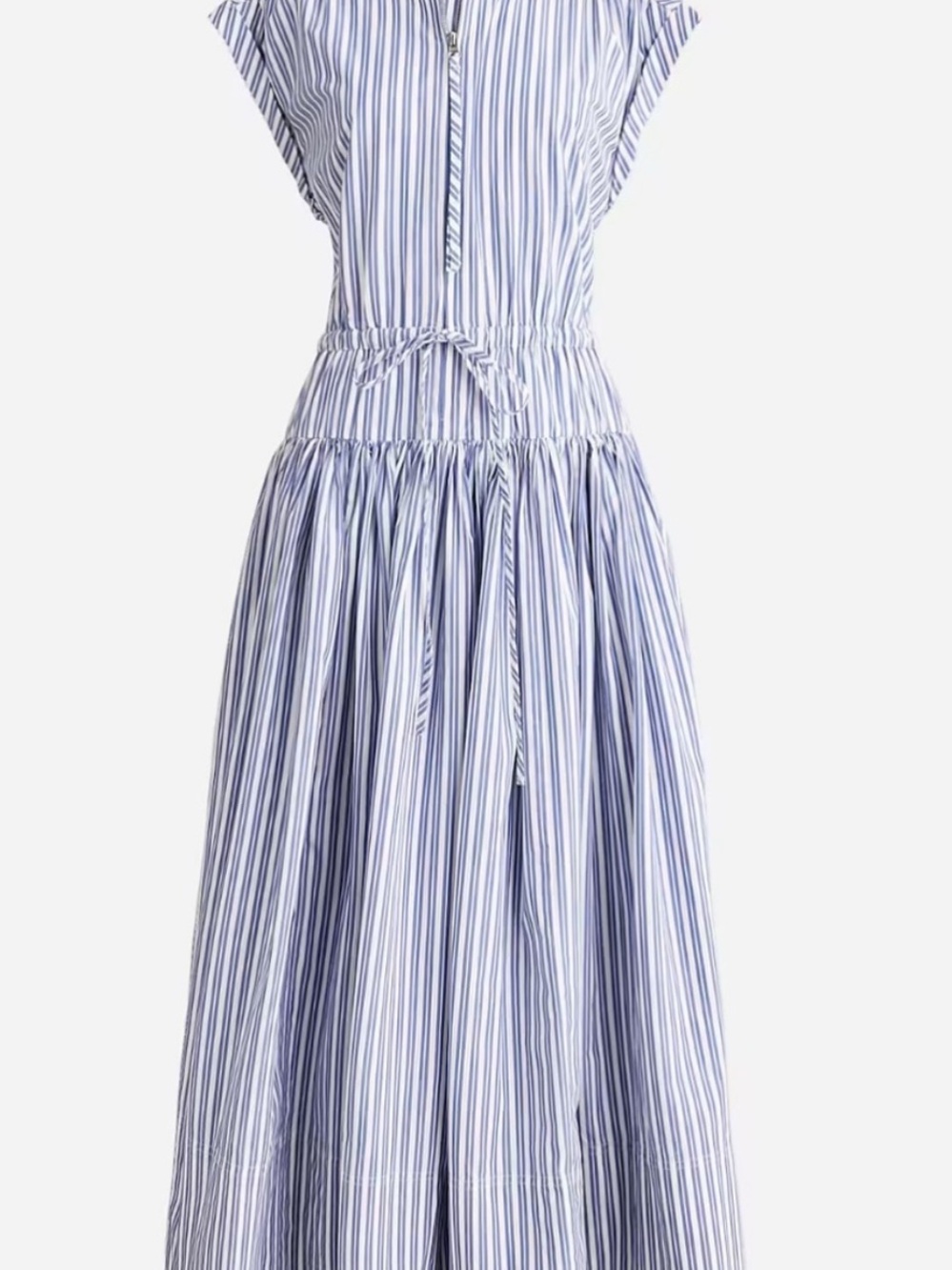 J. Crew Blue and White Stripe Tie-Waist Maxi Dress